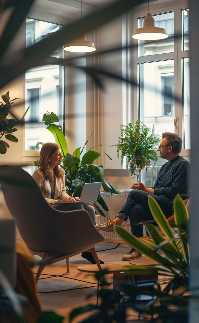 xhandram_two_person_talking_in_a_office_photorrealistic_7e175536-74e8-4e07-8cf7-60d4c1ee716f